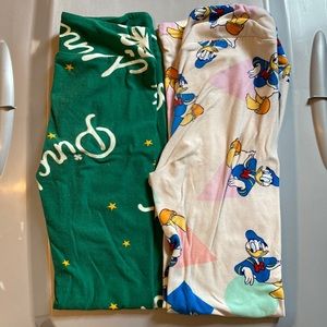 2 pair LuLaRoe Leggings kids L/XL Donald Duck, Pinch Me St Patrick’s Day